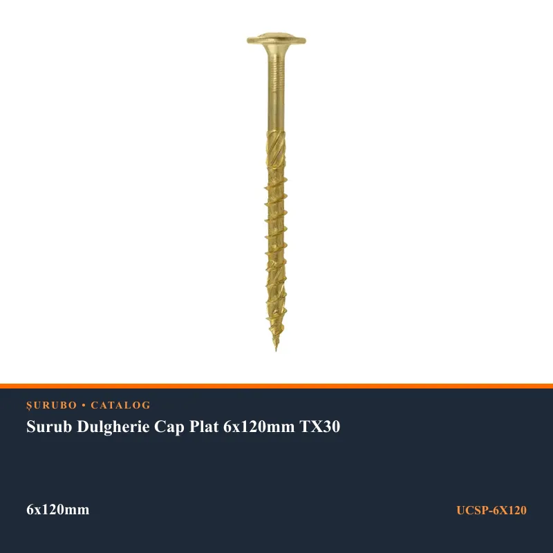 Surub Dulgherie Cap Plat 6x120mm TX30