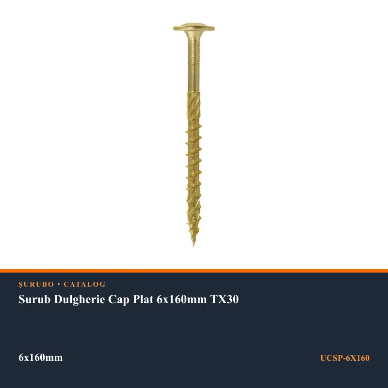 Surub Dulgherie Cap Plat 6x160mm TX30