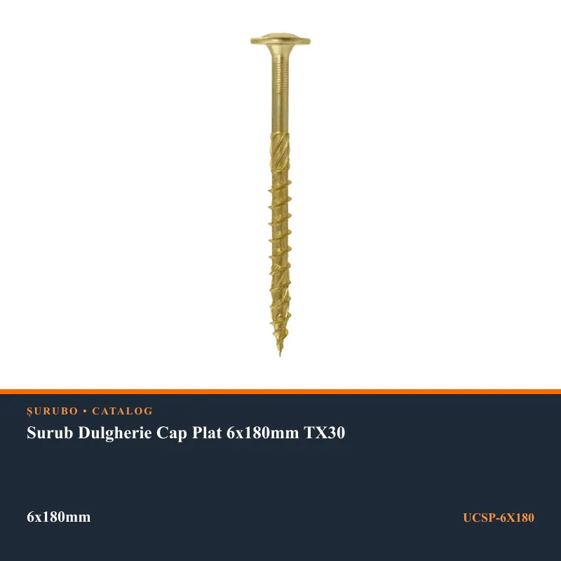Surub Dulgherie Cap Plat 6x180mm TX30