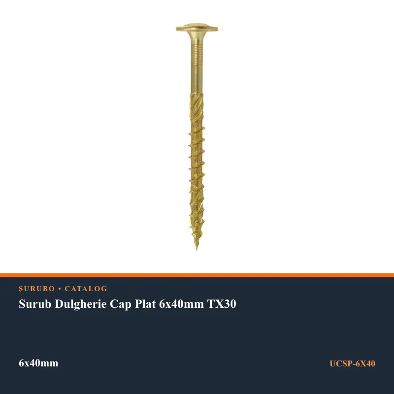 Surub Dulgherie Cap Plat 6x40mm TX30