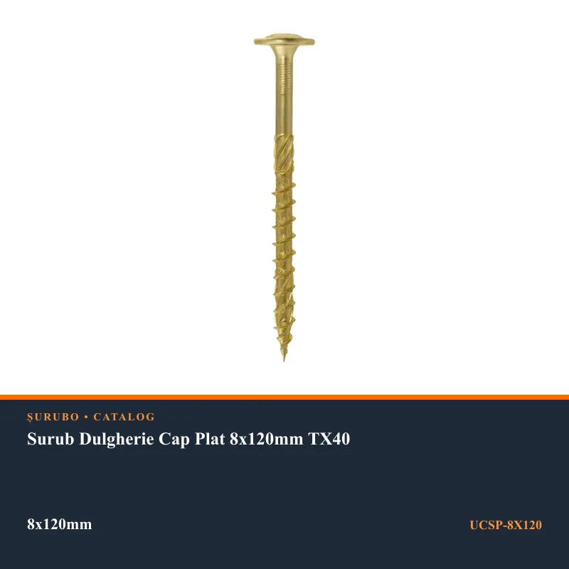 Surub Dulgherie Cap Plat 8x120mm TX40