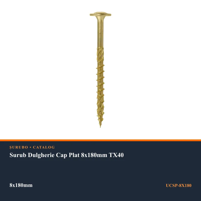 Surub Dulgherie Cap Plat 8x180mm TX40