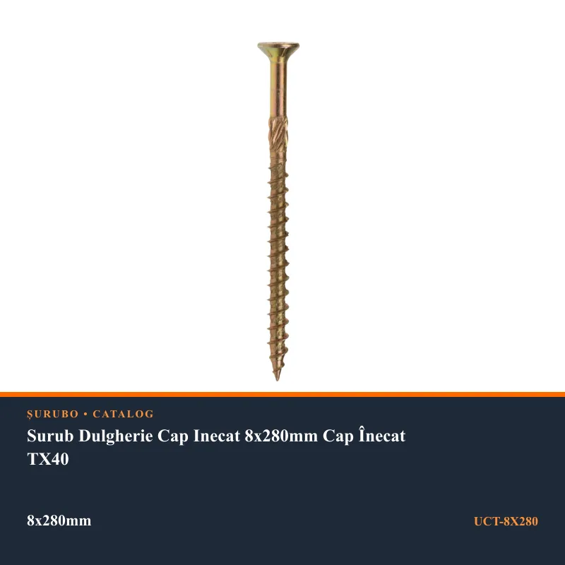 Surub Dulgherie Cap Inecat 8x280mm Cap Înecat TX40